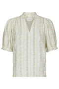 Odesa Floral Stripe Blouse - Creme