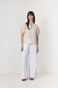 Odesa Linen Stripe Blouse - Sand