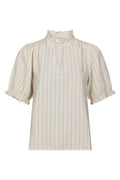 Odesa Linen Stripe Blouse - Sand