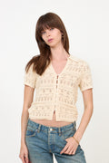 Marisini Stitch Polo Knit Top - Off White
