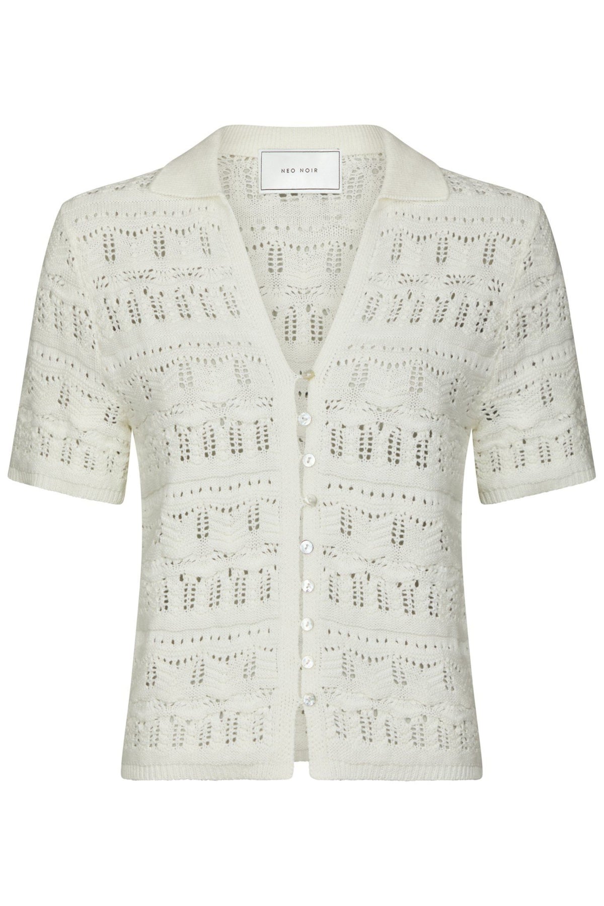 Marisini Stitch Polo Knit Top - Off White