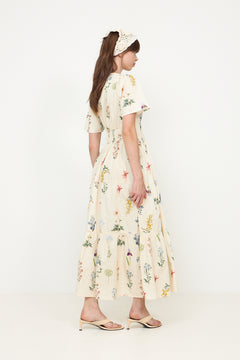 Gardena Flower Rank Dress - Off White