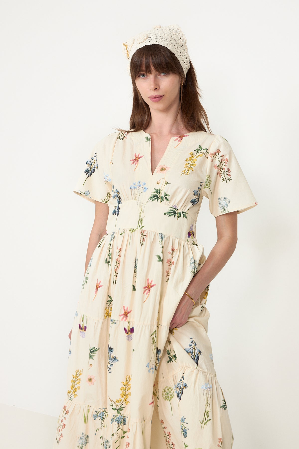 Gardena Flower Rank Dress - Off White