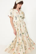 Gardena Flower Rank Dress - Off White