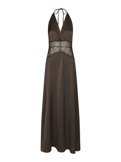 Jasine Heavy Sateen Dress - Dark Brown