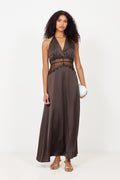 Jasine Heavy Sateen Dress - Dark Brown
