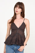 Elvena S Voile Top - Dark Brown