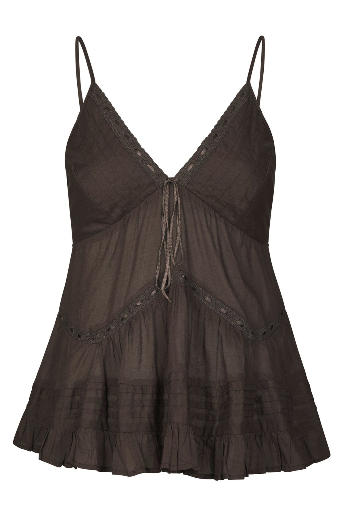 Elvena S Voile Top - Dark Brown