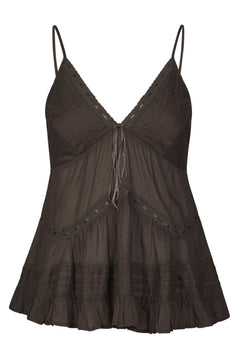 Elvena S Voile Top - Dark Brown
