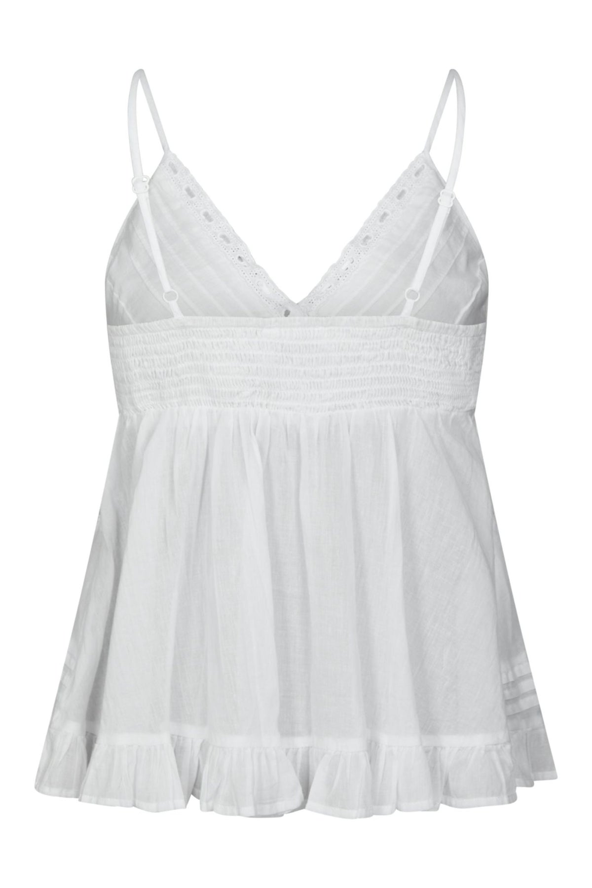 Elvena S Voile Top - White