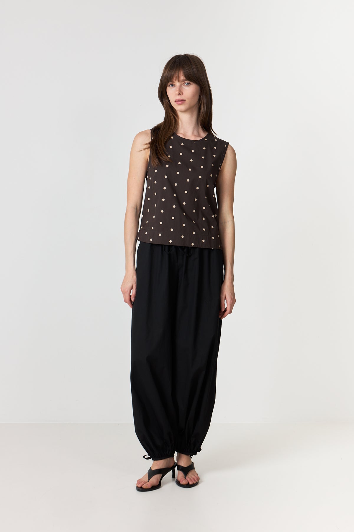 Polly Dot Top - Dark Brown