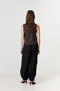 Polly Dot Top - Dark Brown