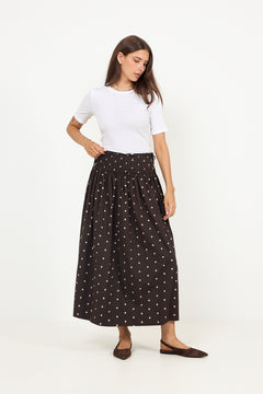 Lillie Dot Skirt - Dark Brown
