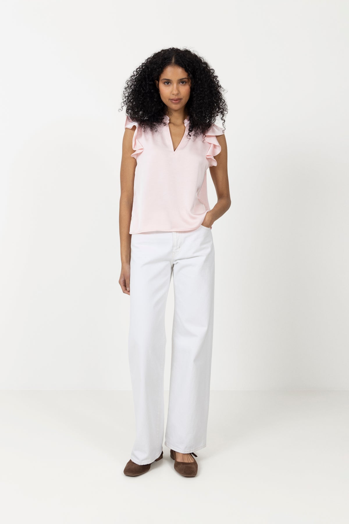 Stella Heavy Sateen Blouse - Light Pink