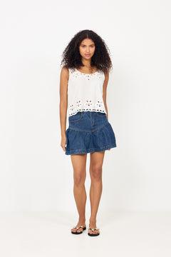 Tripa Denim Frill Skirt - Blue