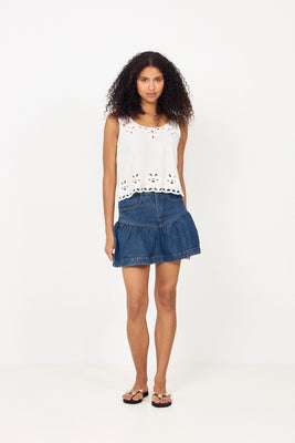 Tripa Denim Frill Skirt - Blue