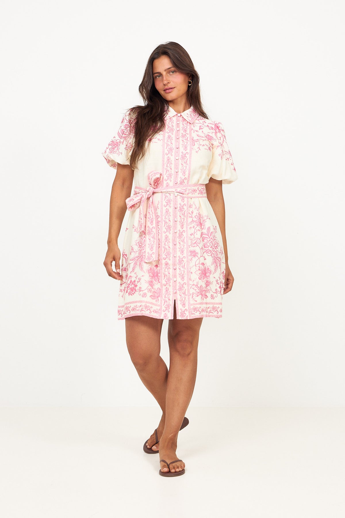 Yascoralina 2/4 Shirt Dress - Pristine Coralina Print