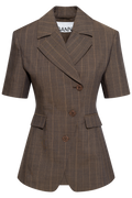 Light Wool Melange Stripe Short Sleeve Blazer - Rain Drum