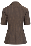 Light Wool Melange Stripe Short Sleeve Blazer - Rain Drum