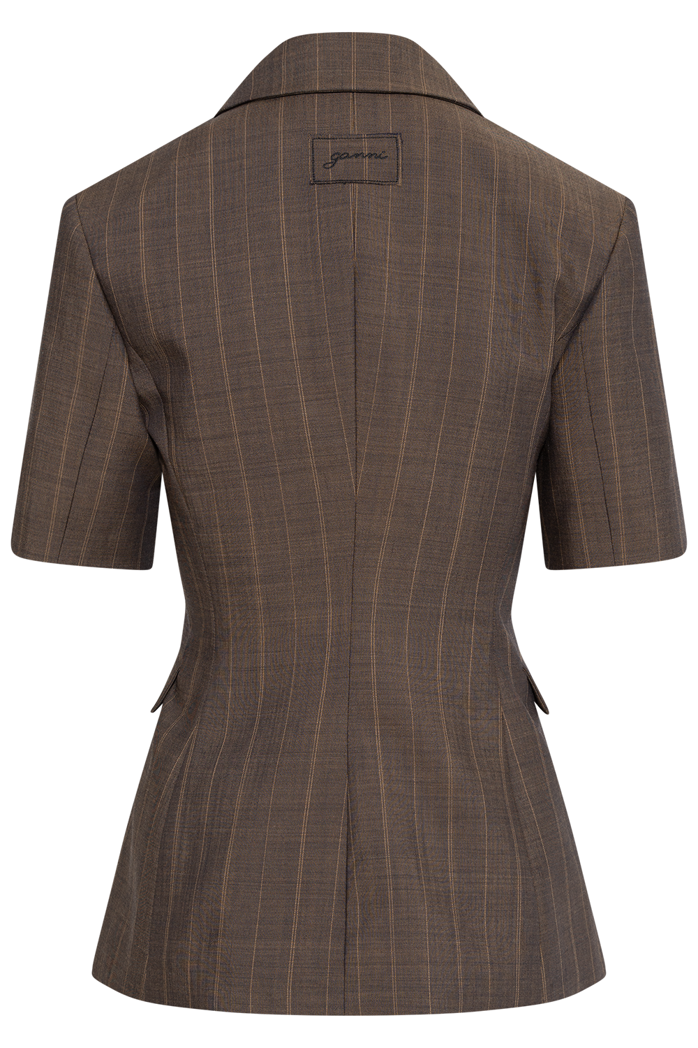 Light Wool Melange Stripe Short Sleeve Blazer - Rain Drum