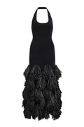 Elva Raffia Knit Midi Dress - Black