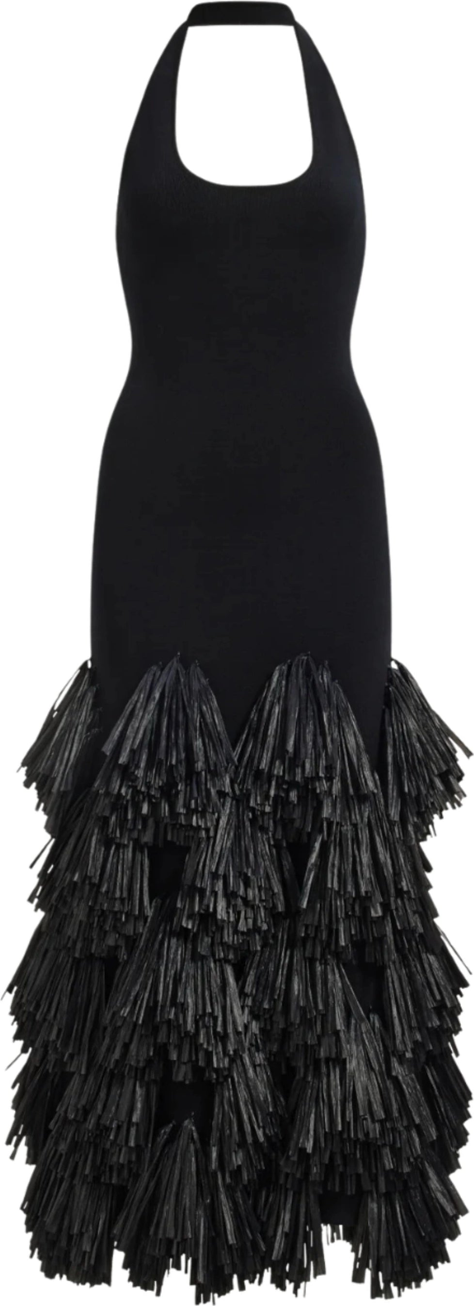 Elva Raffia Knit Midi Dress - Black