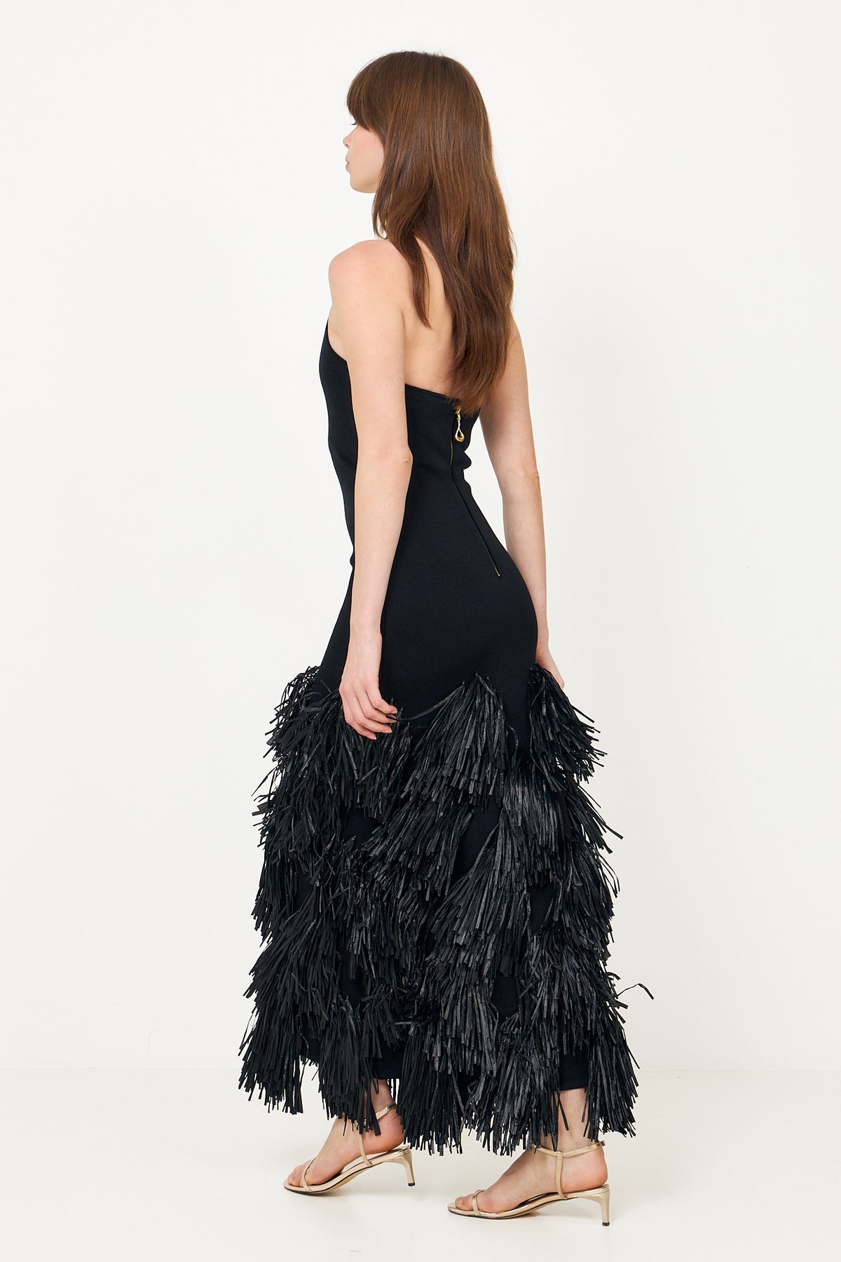 Elva Raffia Knit Midi Dress - Black