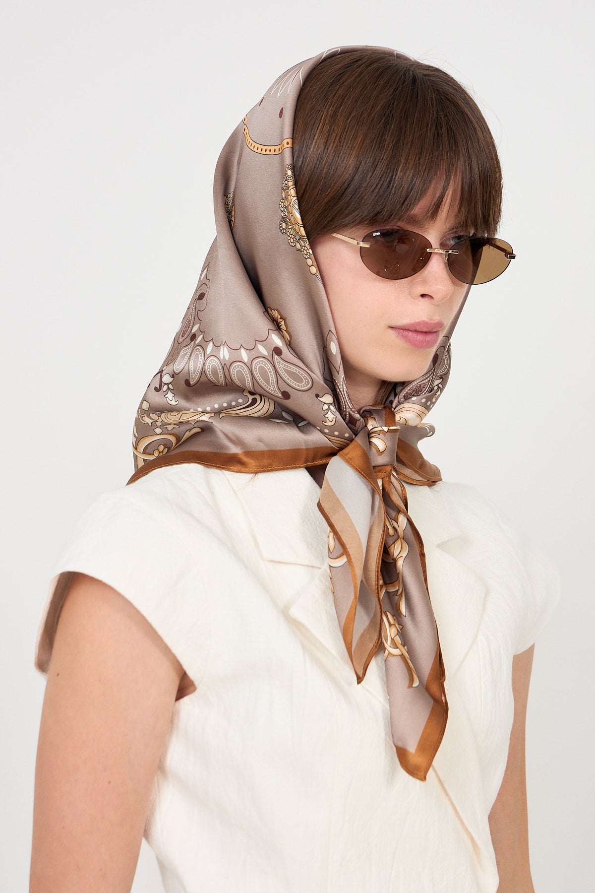 Lola Silk Scarf - Walnut