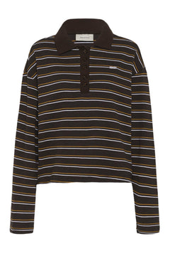 Gzpilova LS Polo Tee - Ganache Striped