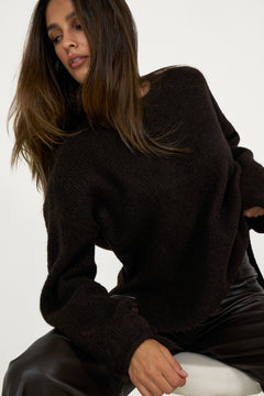 Gzalpha Slit Pullover - Ganache Melange