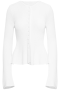 Ida Peplum Cardigan - White