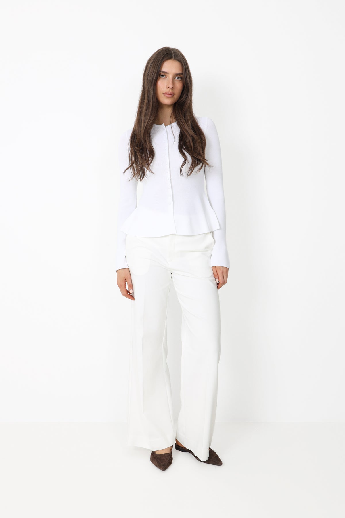 Ida Peplum Cardigan - White