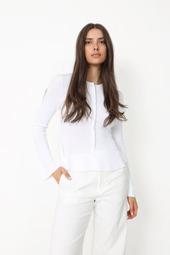 Ida Peplum Cardigan - White