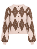 Anni Argyle Knit Cardigan - Brown