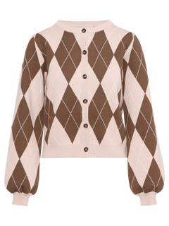 Anni Argyle Knit Cardigan - Brown