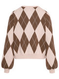 Anni Argyle Knit Cardigan - Brown
