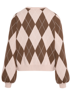 Anni Argyle Knit Cardigan - Brown