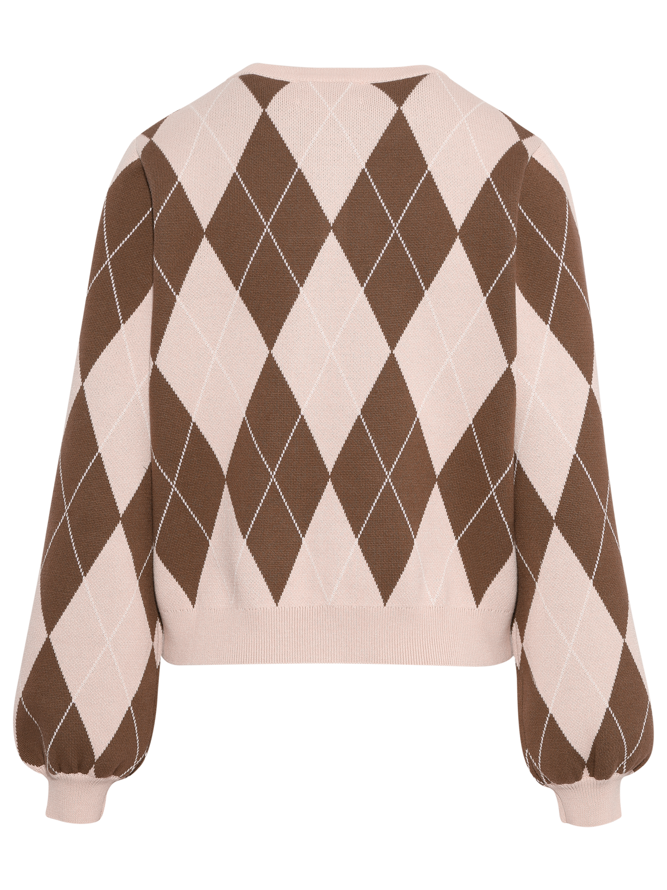 Anni Argyle Knit Cardigan - Brown
