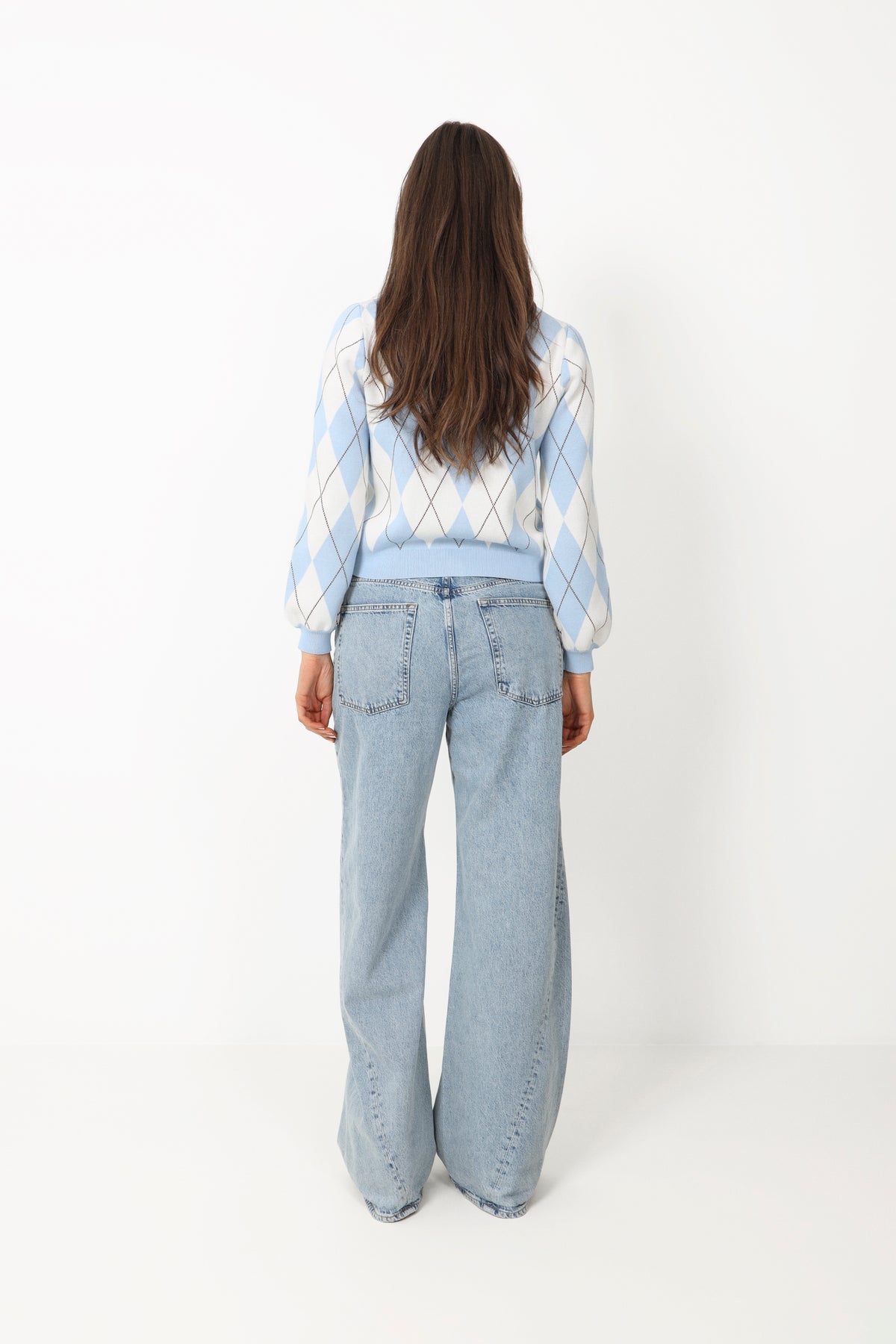 Anni Argyle Knit Cardigan - Blue