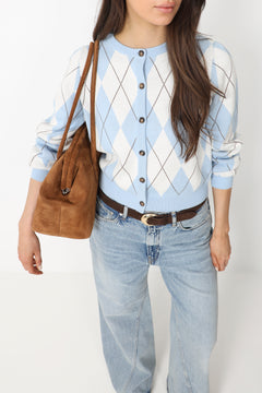 Anni Argyle Knit Cardigan - Blue