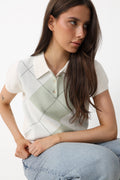 Alvilde Argyle Polo Tee - White