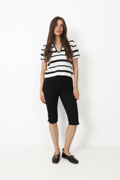 Sofie Stripe Knit Top - Black/Creme