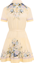 Floral Organza Mini Dress - Yellow
