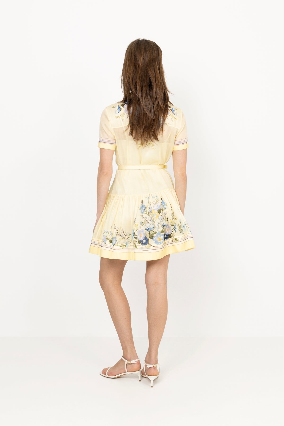 Floral Organza Mini Dress - Yellow