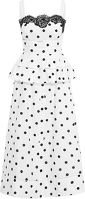 Polka Dot Linen Midi Dress - White