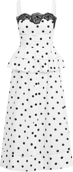 Polka Dot Linen Midi Dress - White