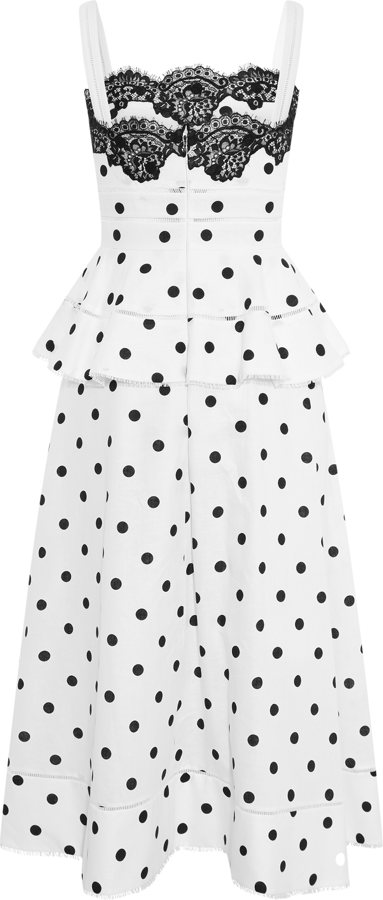 Polka Dot Linen Midi Dress - White
