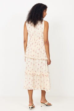 Jasminic Long Dress - Off White Vintage Rose