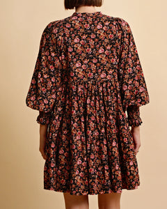 Baby Cord Belt Dress - Dark Blossom