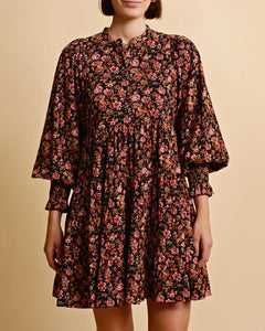 Baby Cord Belt Dress - Dark Blossom